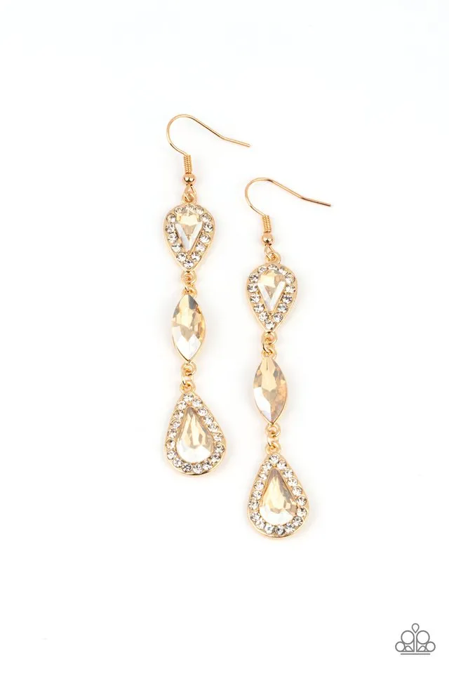 Paparazzi Earring ~ Test of TIMELESS - Gold