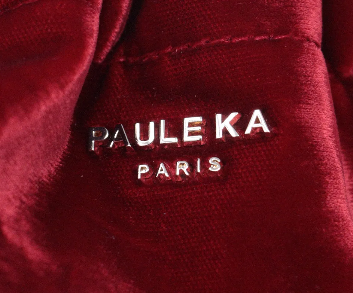 Paule Ka Red Velvet & Leopard Print Bag