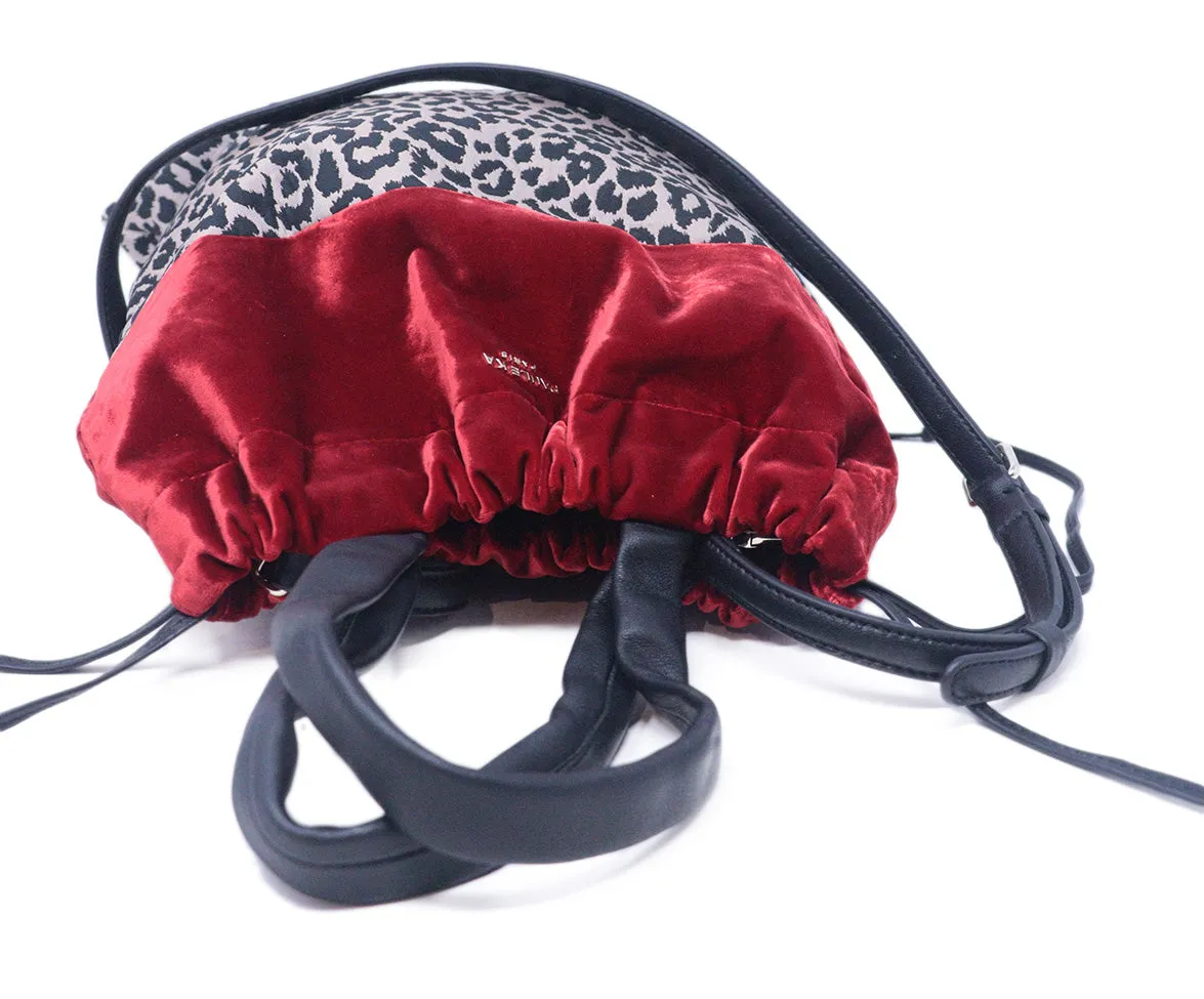 Paule Ka Red Velvet & Leopard Print Bag