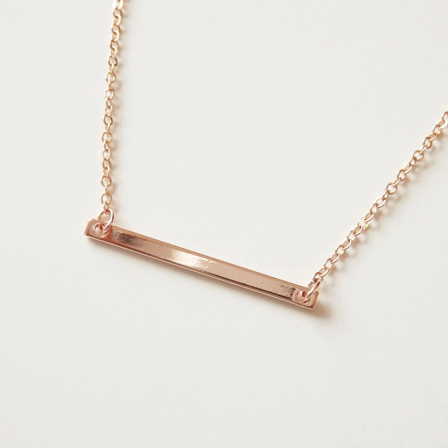 Rose Gold Bar Necklace by Adruzy, Best Selling Item!