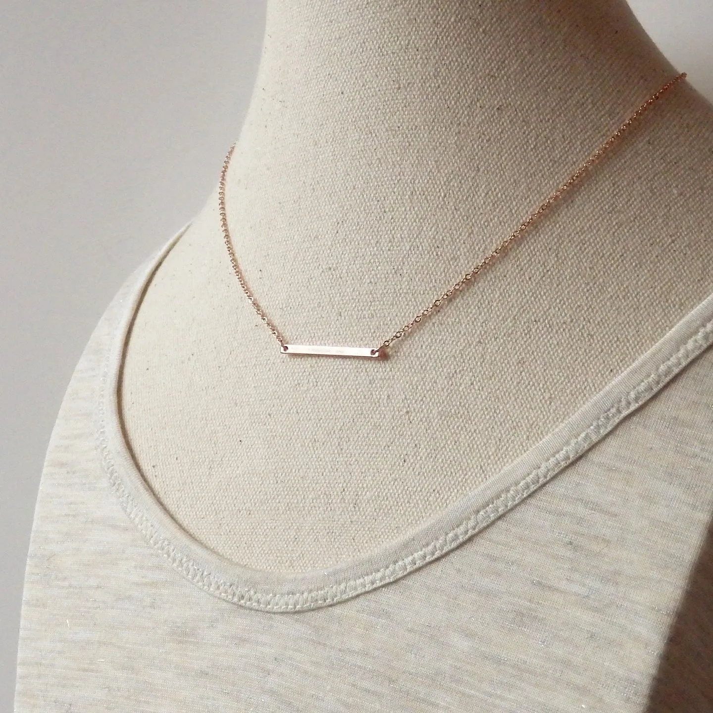 Rose Gold Bar Necklace by Adruzy, Best Selling Item!