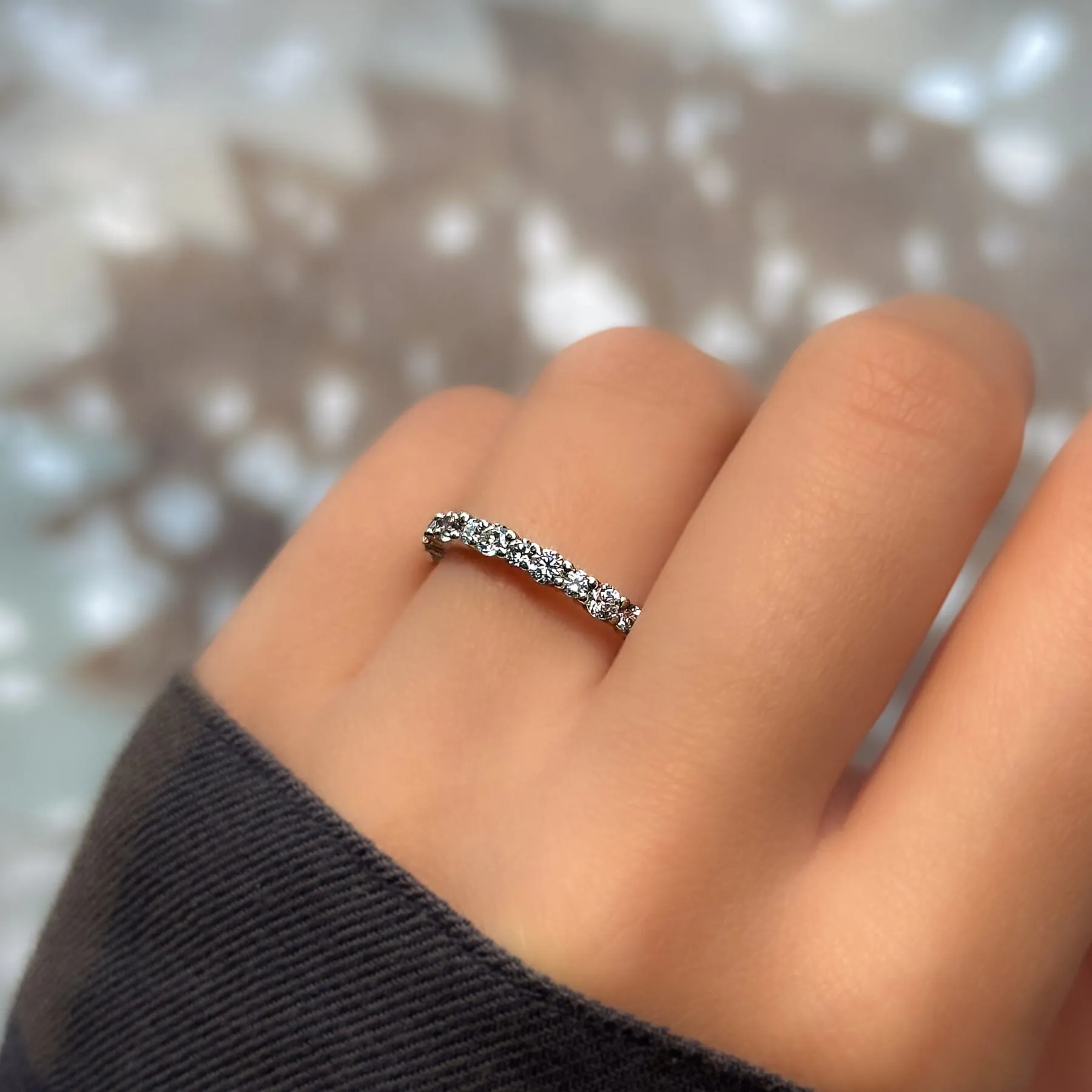 Rose Gold Shared Prong Diamond Band