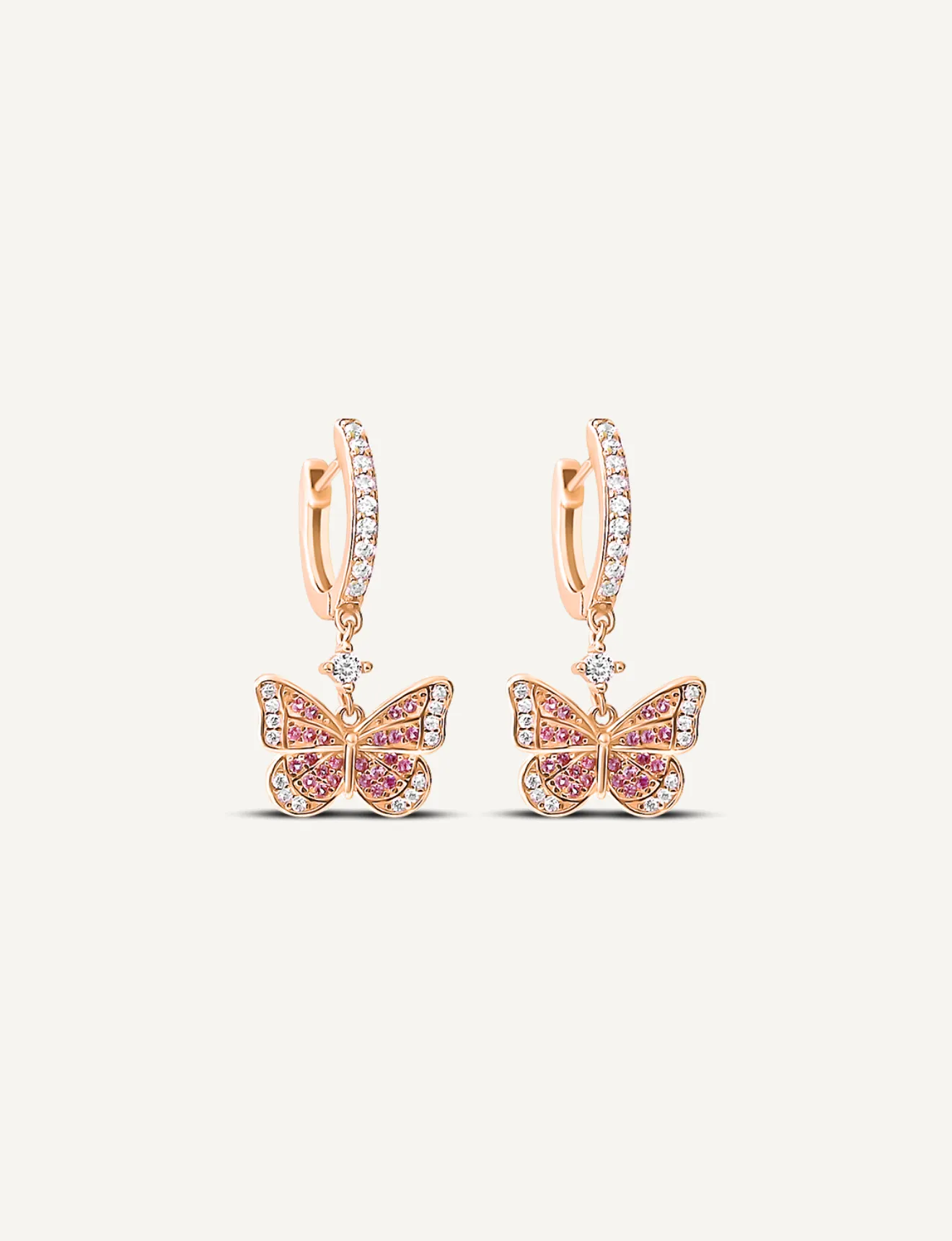 Seraphina Butterfly Huggies- Rose Gold