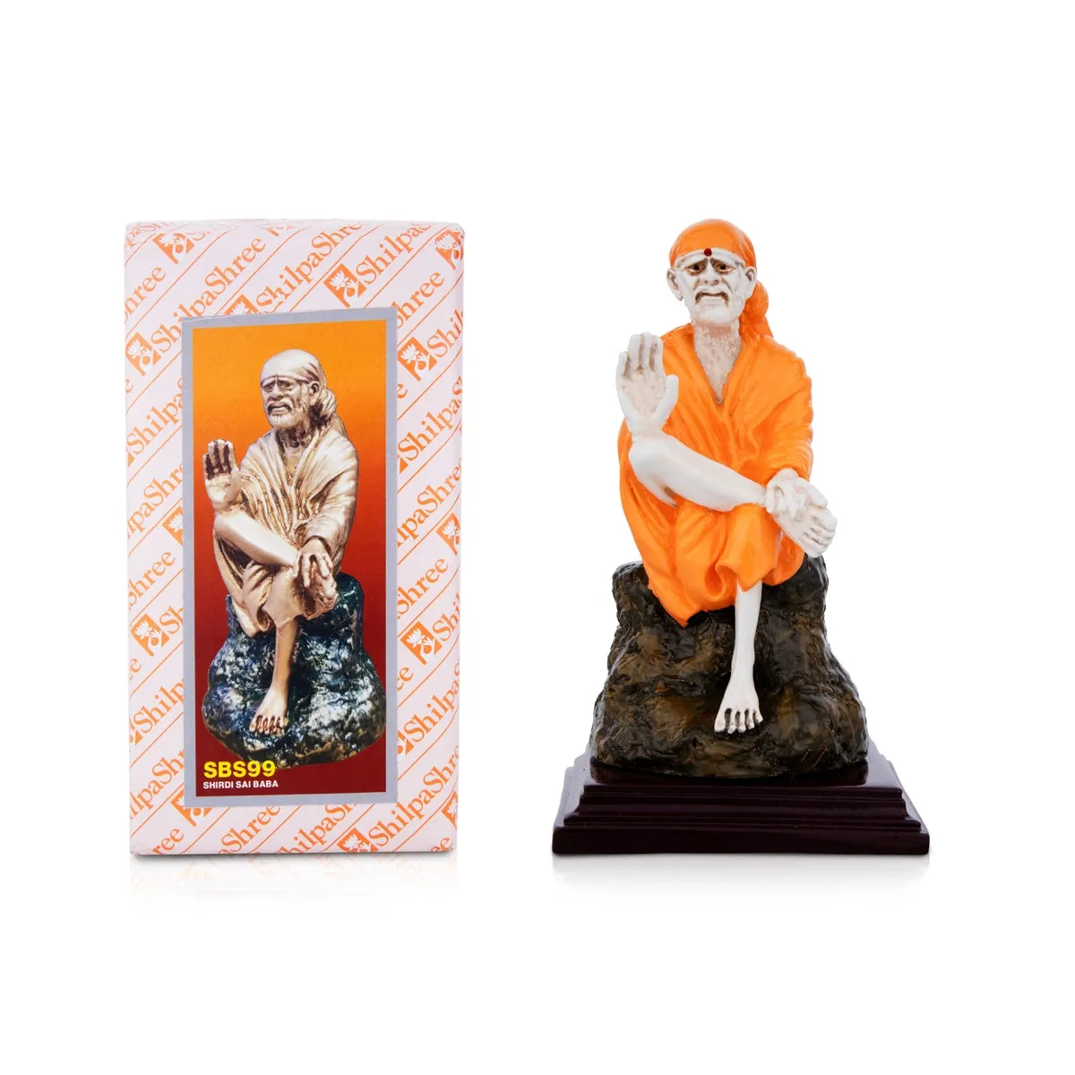 Shirdi Saibaba - 5 Inches | Sai Baba Murti/ Marble Dust Saibaba Statue/ Sai Baba Idol for Home