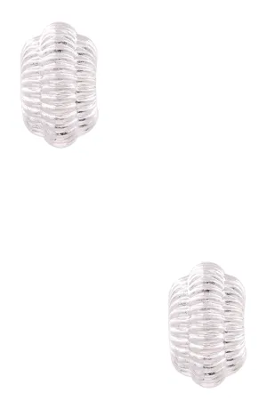 Silver Stitch Open Hoop Earrings