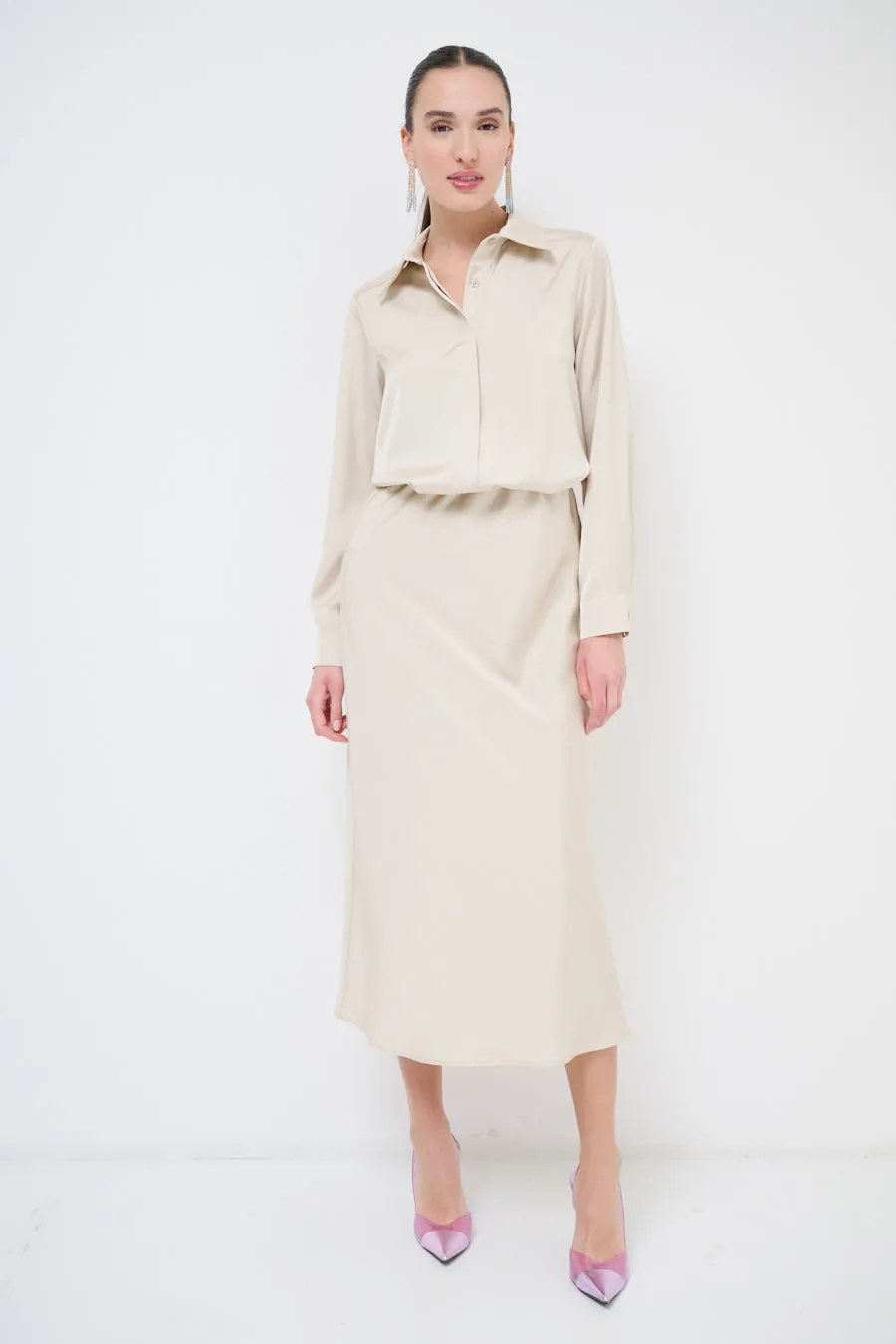 Sleek midi slip skirt wholesale