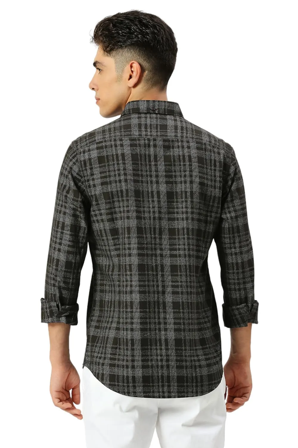Slim Fit Cotton Twill Grindle Checks Shirt