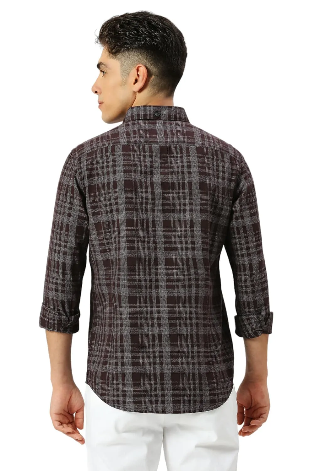 Slim Fit Cotton Twill Grindle Checks Shirt