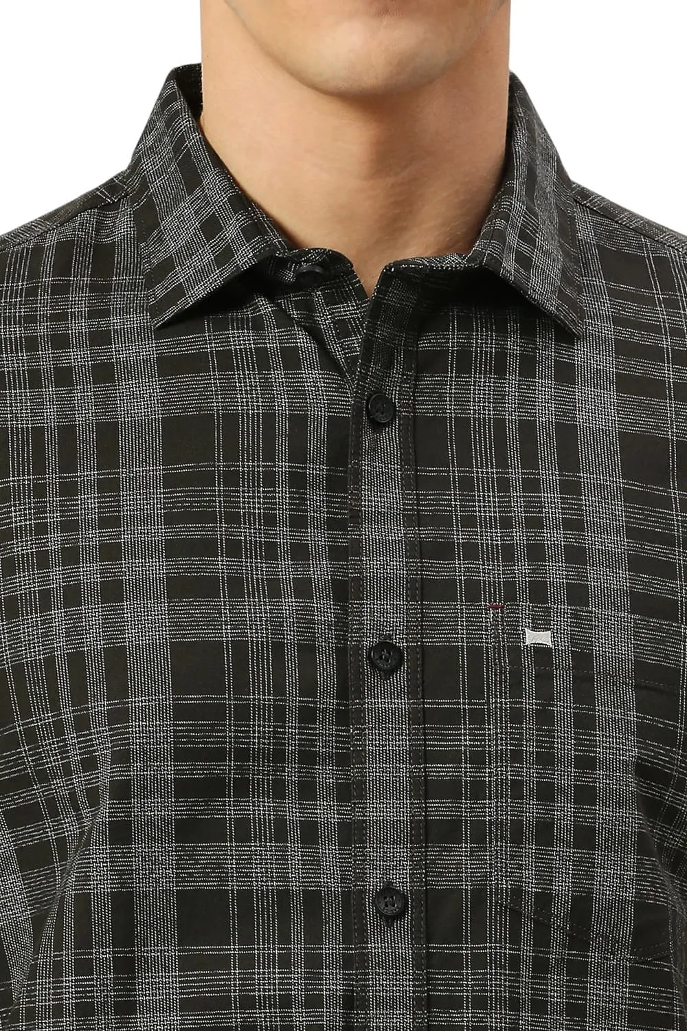 Slim Fit Cotton Twill Grindle Checks Shirt