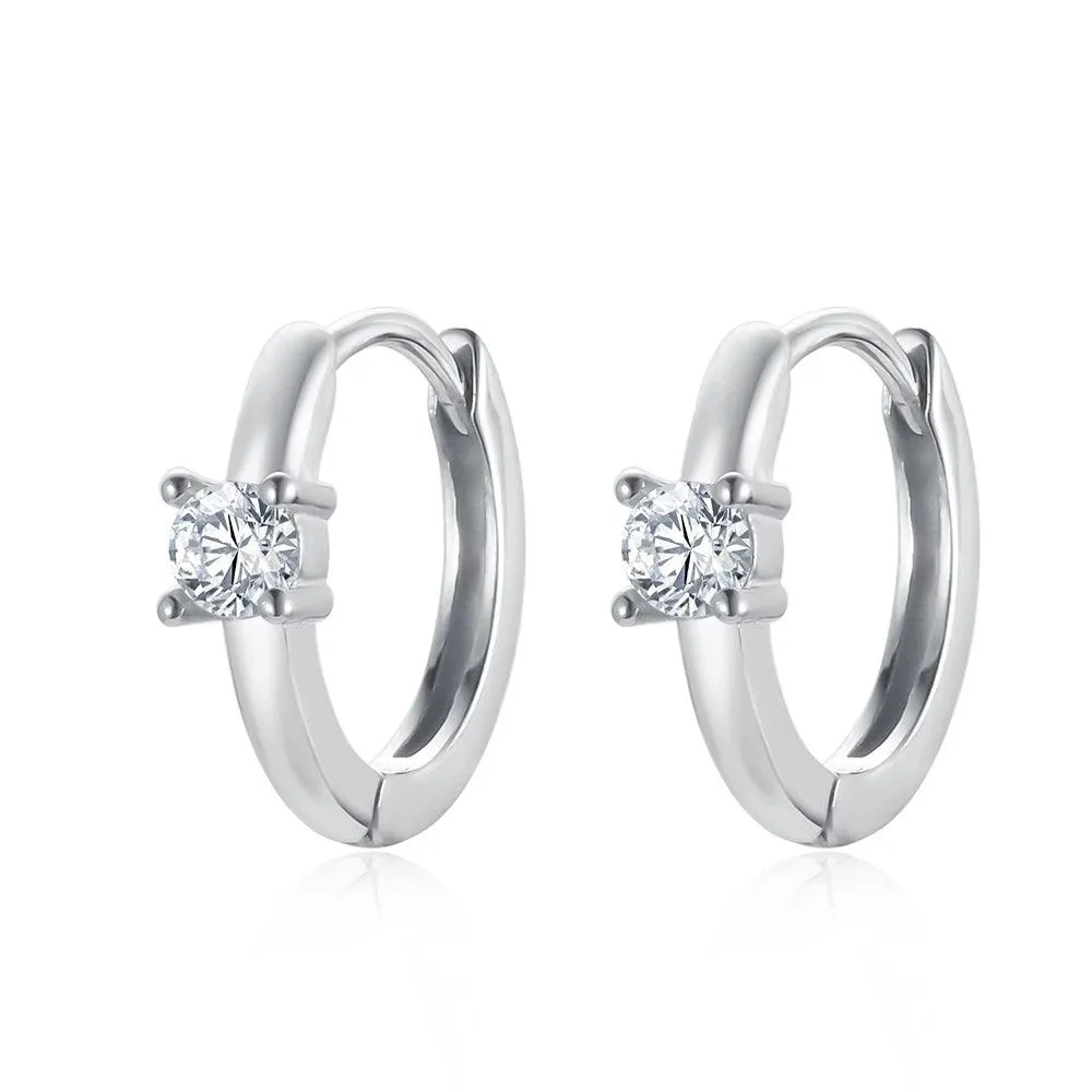 Small Hoop Real 925 Sterling Silver Earrings