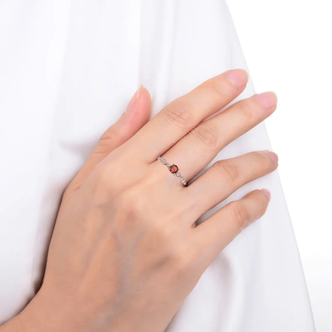 Spessartite Round Solitaire Ring