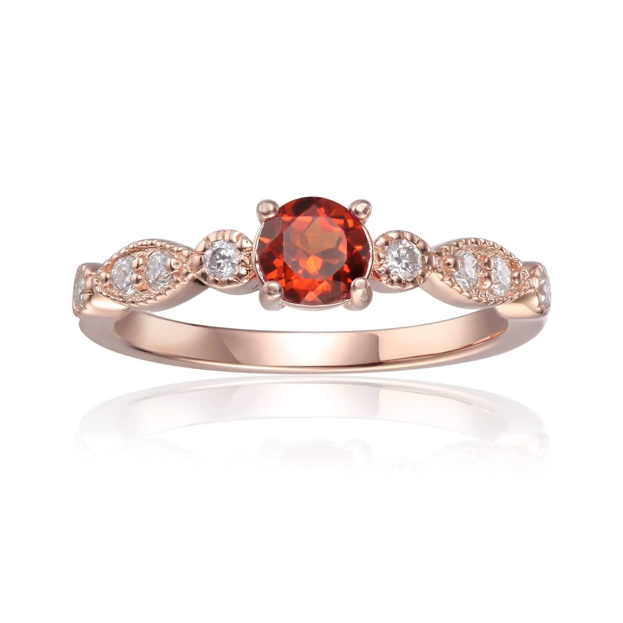 Spessartite Round Solitaire Ring