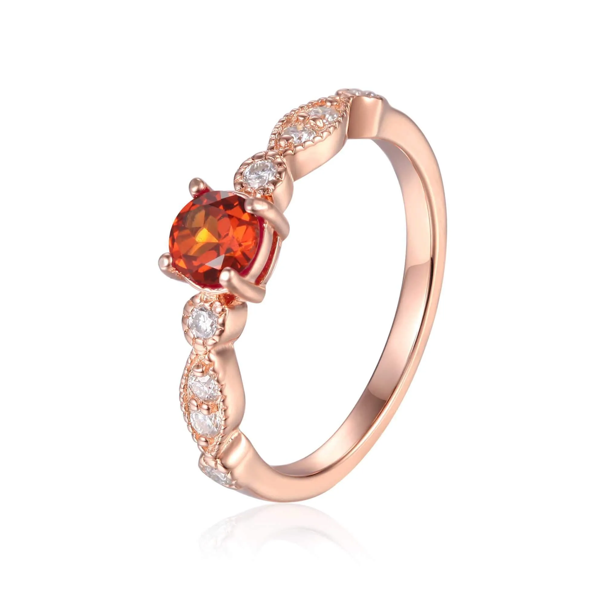 Spessartite Round Solitaire Ring