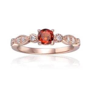 Spessartite Round Solitaire Ring