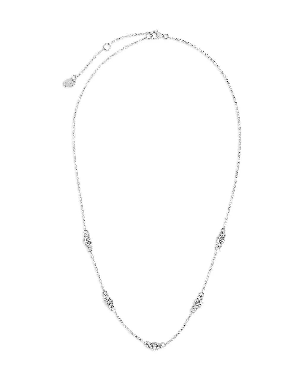 Sterling Silver Delicate Knot Station Necklace