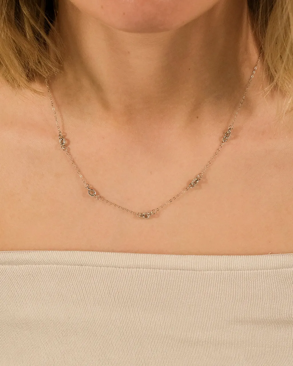 Sterling Silver Delicate Knot Station Necklace