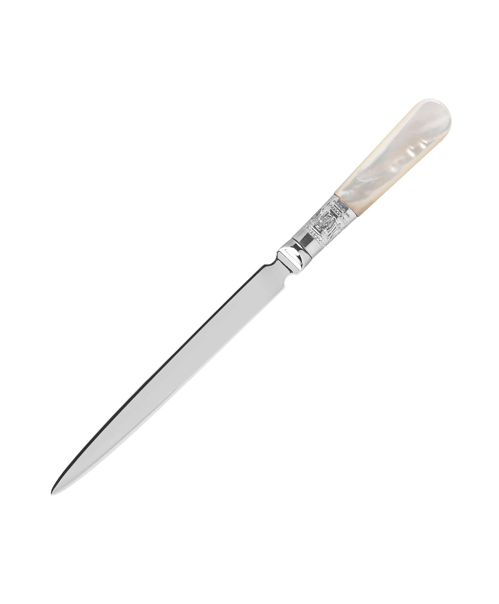 Sterling Silver Letter Opener With White Mother of Pearl Handle