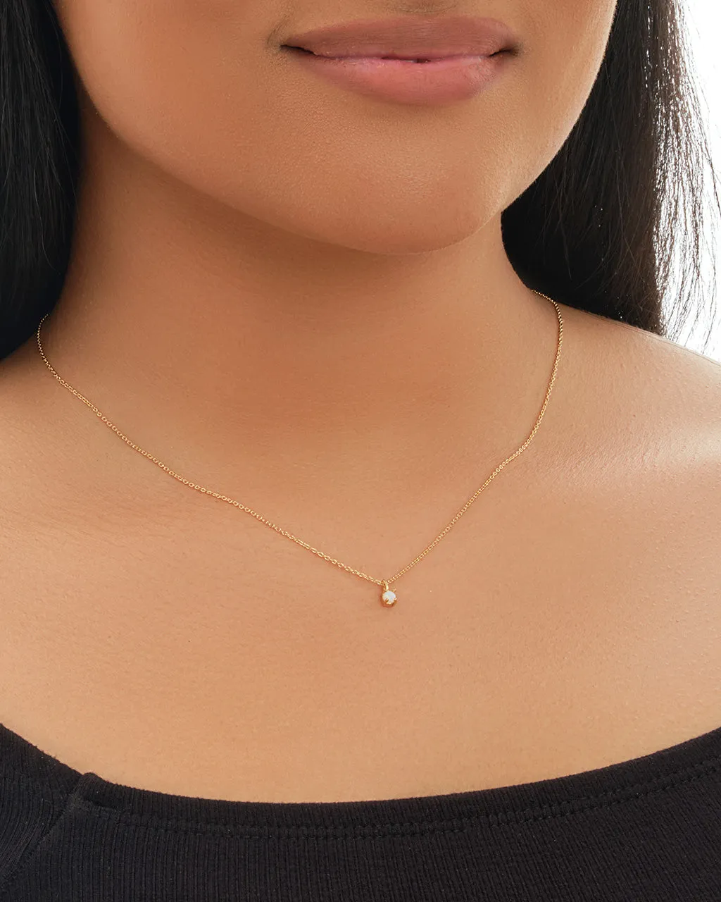 Sterling Silver Mini Opal Pendant Necklace