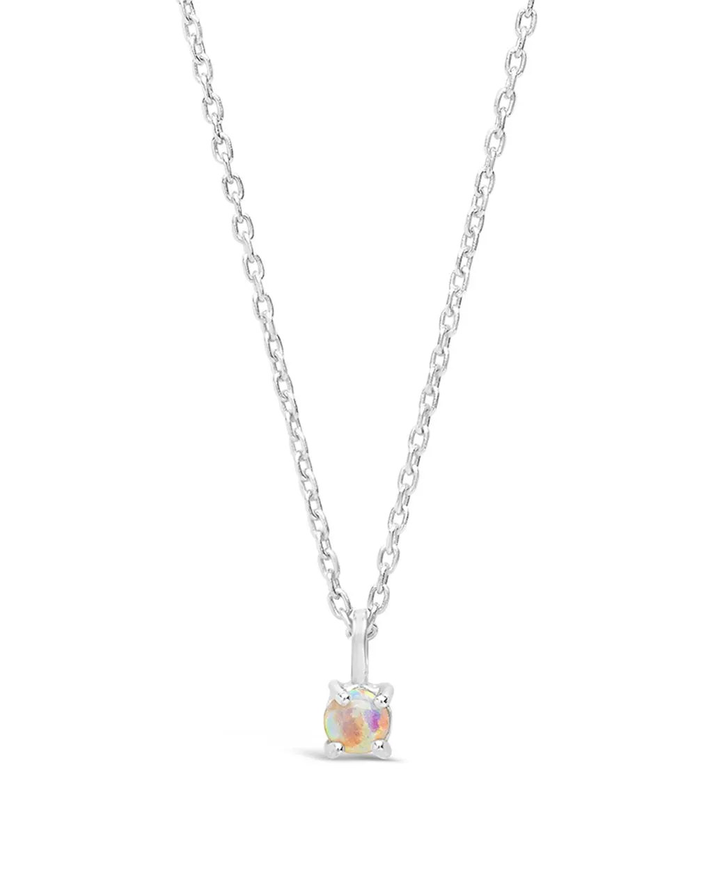Sterling Silver Mini Opal Pendant Necklace
