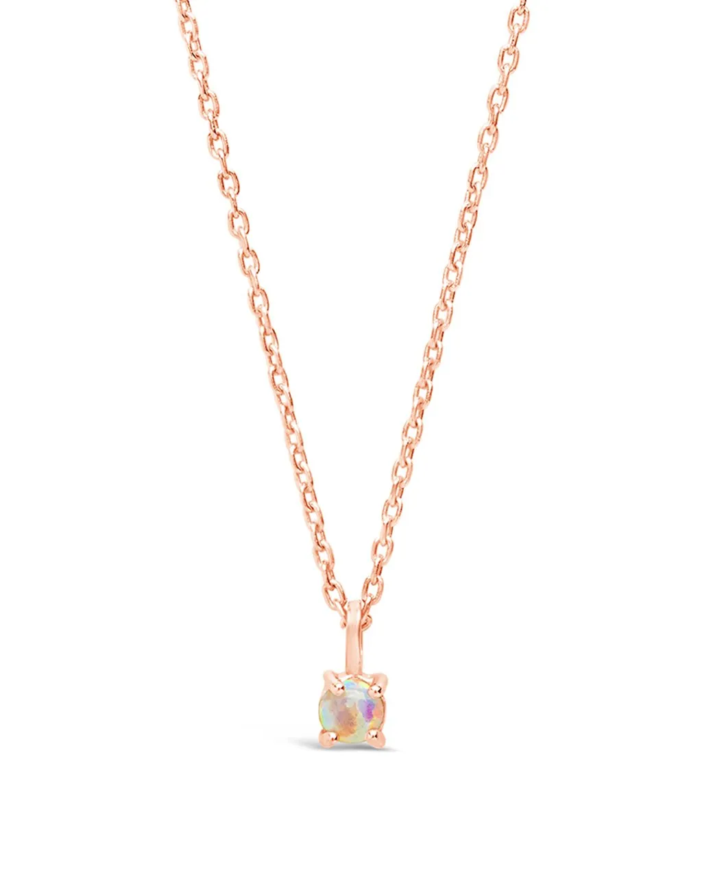 Sterling Silver Mini Opal Pendant Necklace