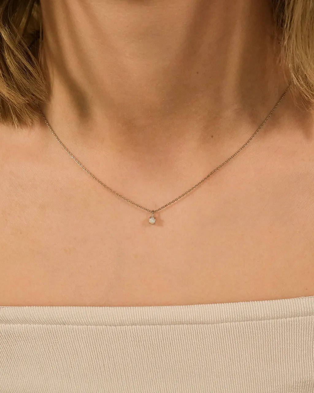 Sterling Silver Mini Opal Pendant Necklace