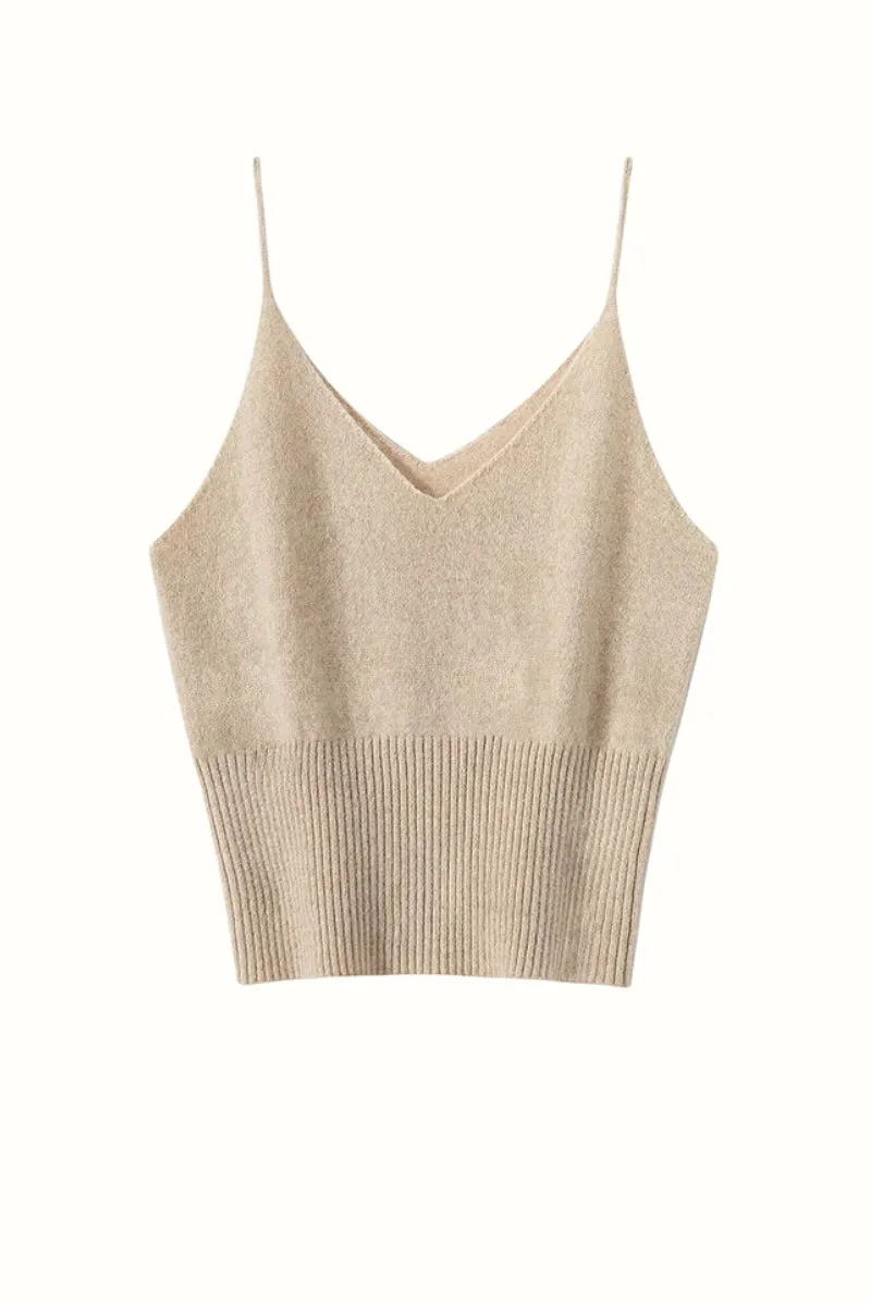Supersoft 100 Albe Cashmere Cropped V-Neck Camisole