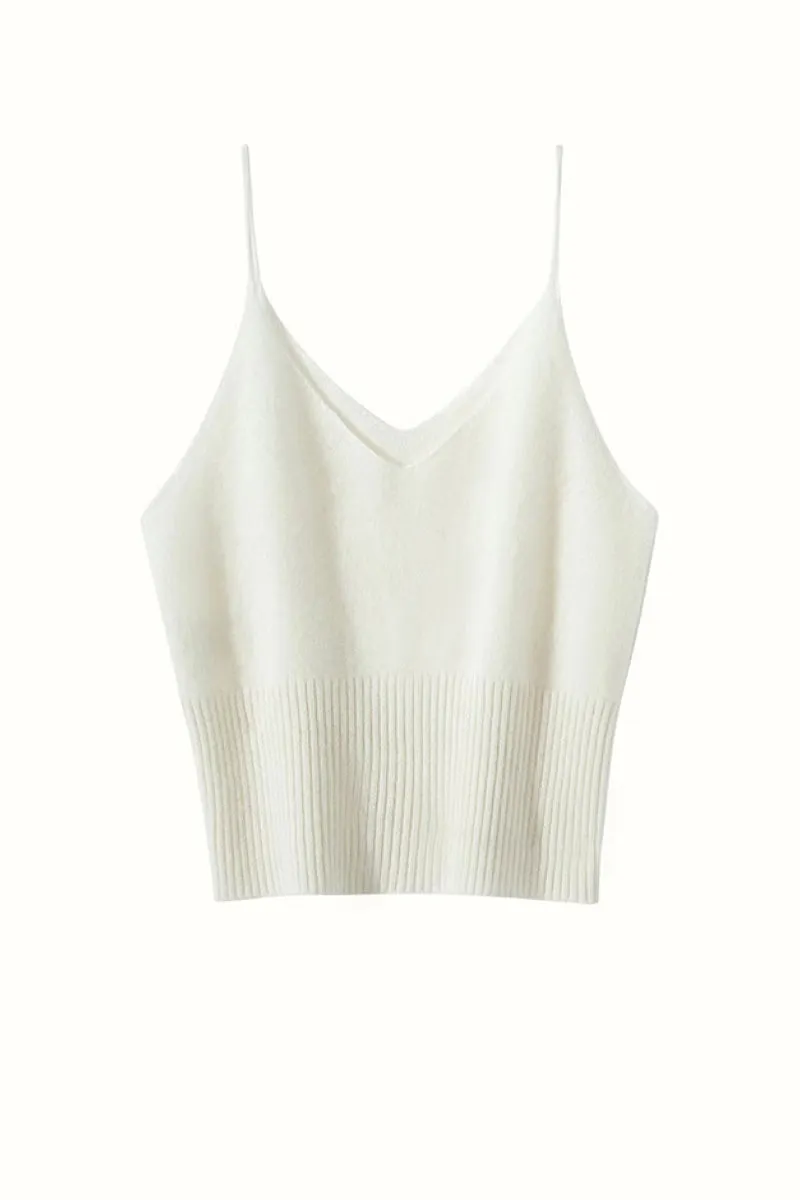 Supersoft 100 Albe Cashmere Cropped V-Neck Camisole
