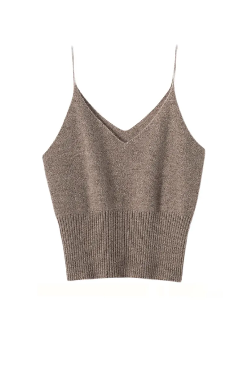Supersoft 100 Albe Cashmere Cropped V-Neck Camisole