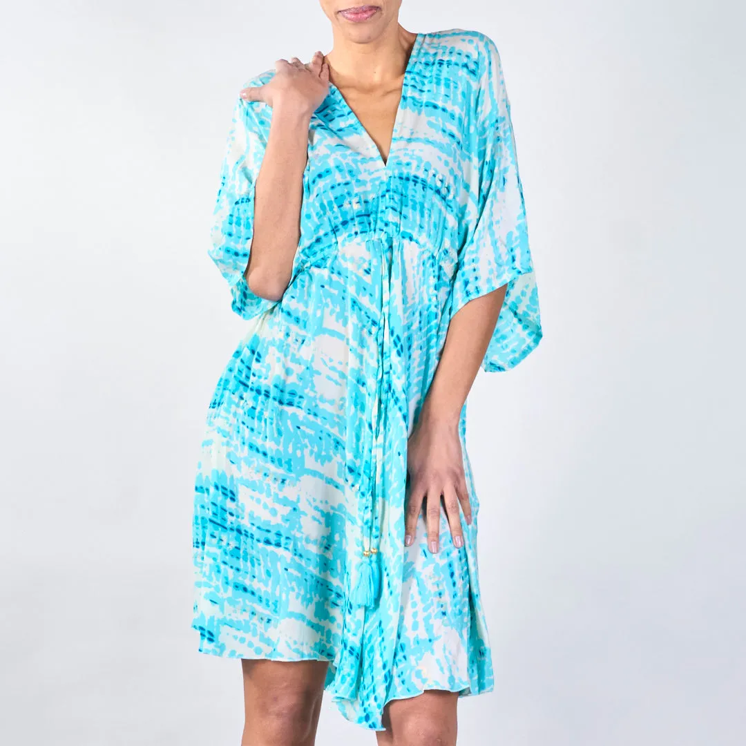 Tie-dye boho maxi dress with back tie wholesale