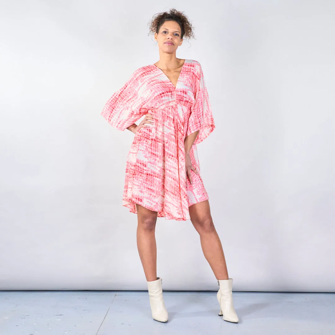 Tie-dye boho maxi dress with back tie wholesale
