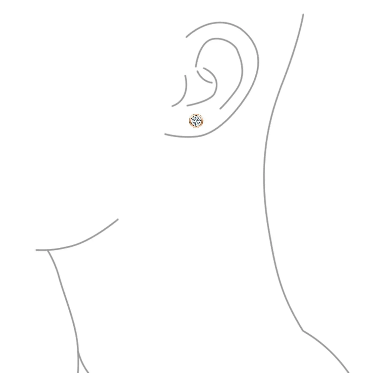 Tiny 5MM CZ Stud Earrings in Real 14K Rose Gold for Girlfriend