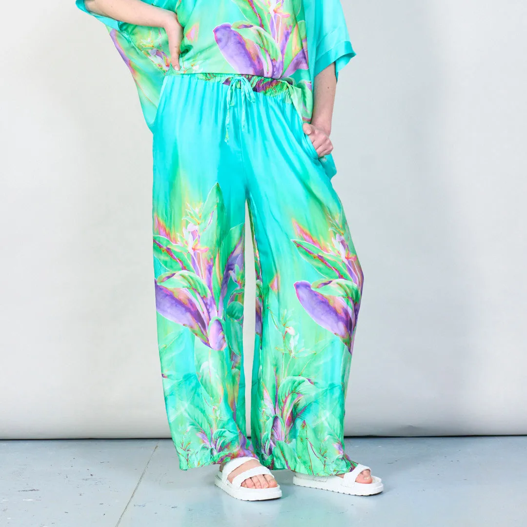 Tropical paradise gradient wide-leg trousers wholesale