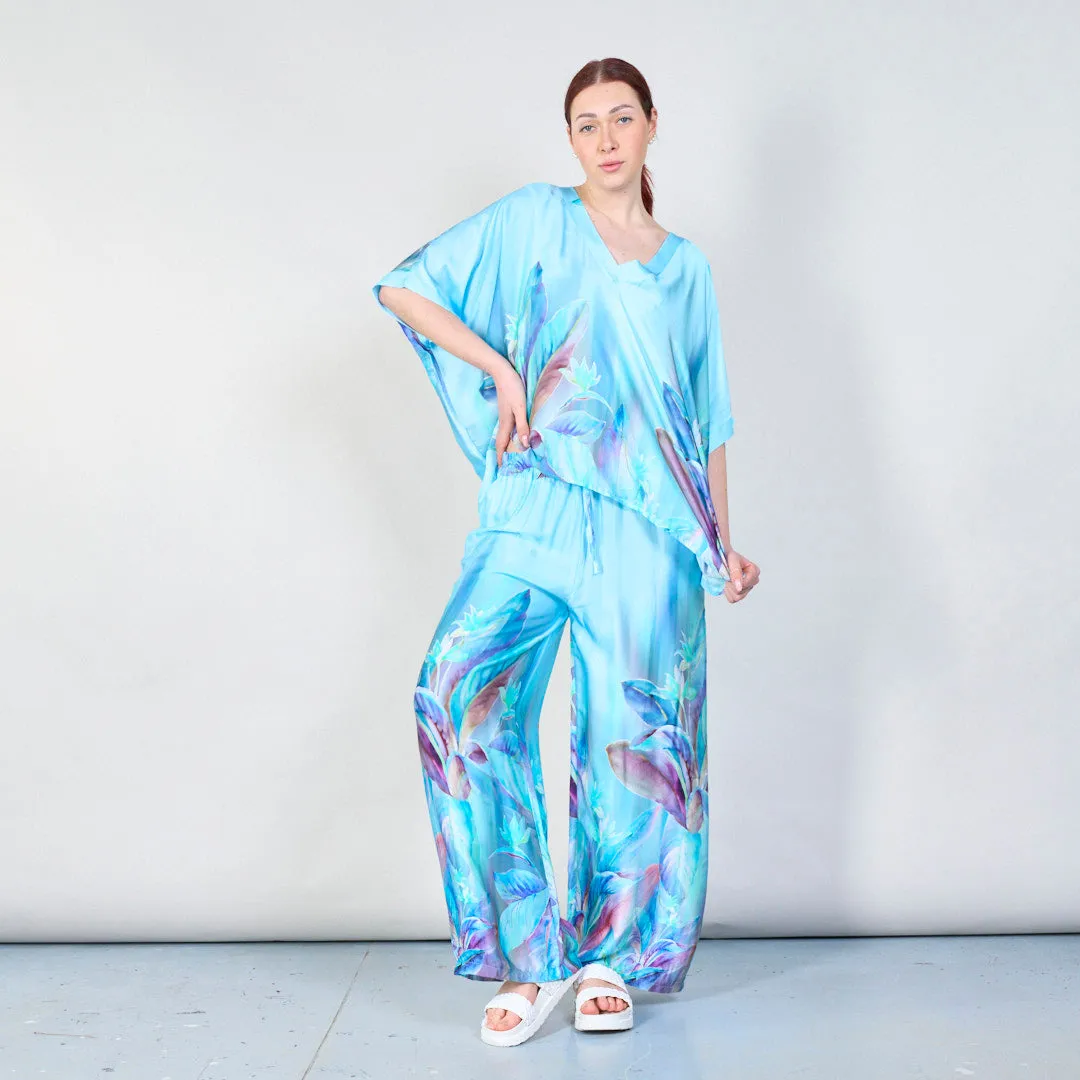 Tropical paradise gradient wide-leg trousers wholesale