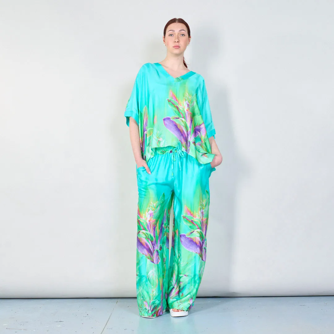Tropical paradise gradient wide-leg trousers wholesale