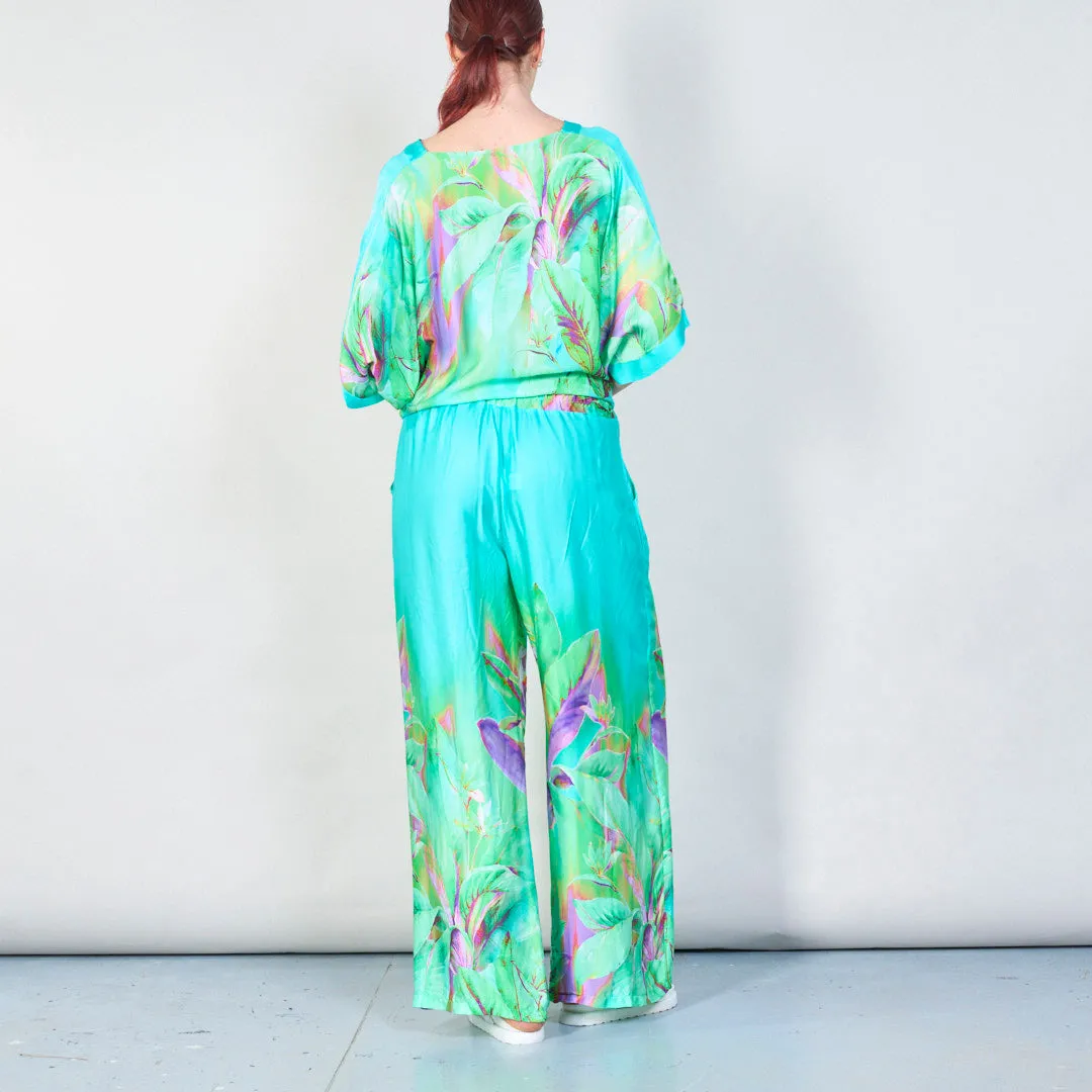 Tropical paradise gradient wide-leg trousers wholesale