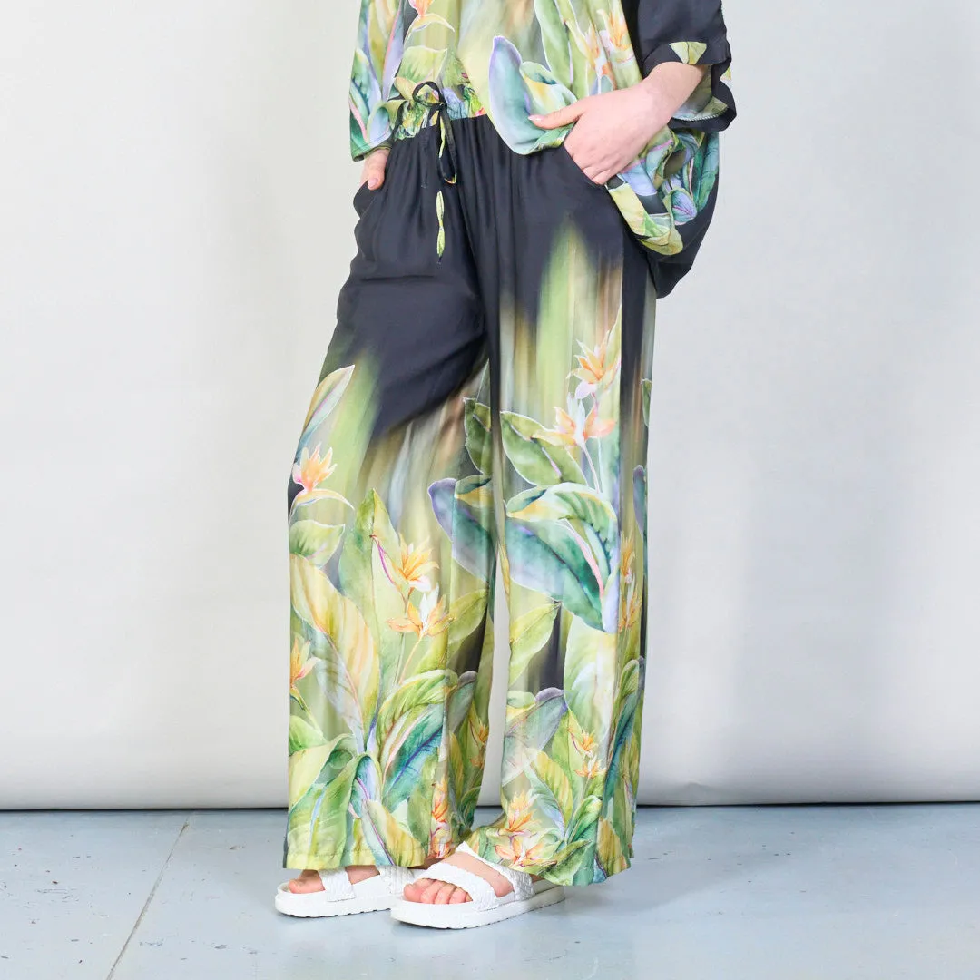 Tropical paradise gradient wide-leg trousers wholesale