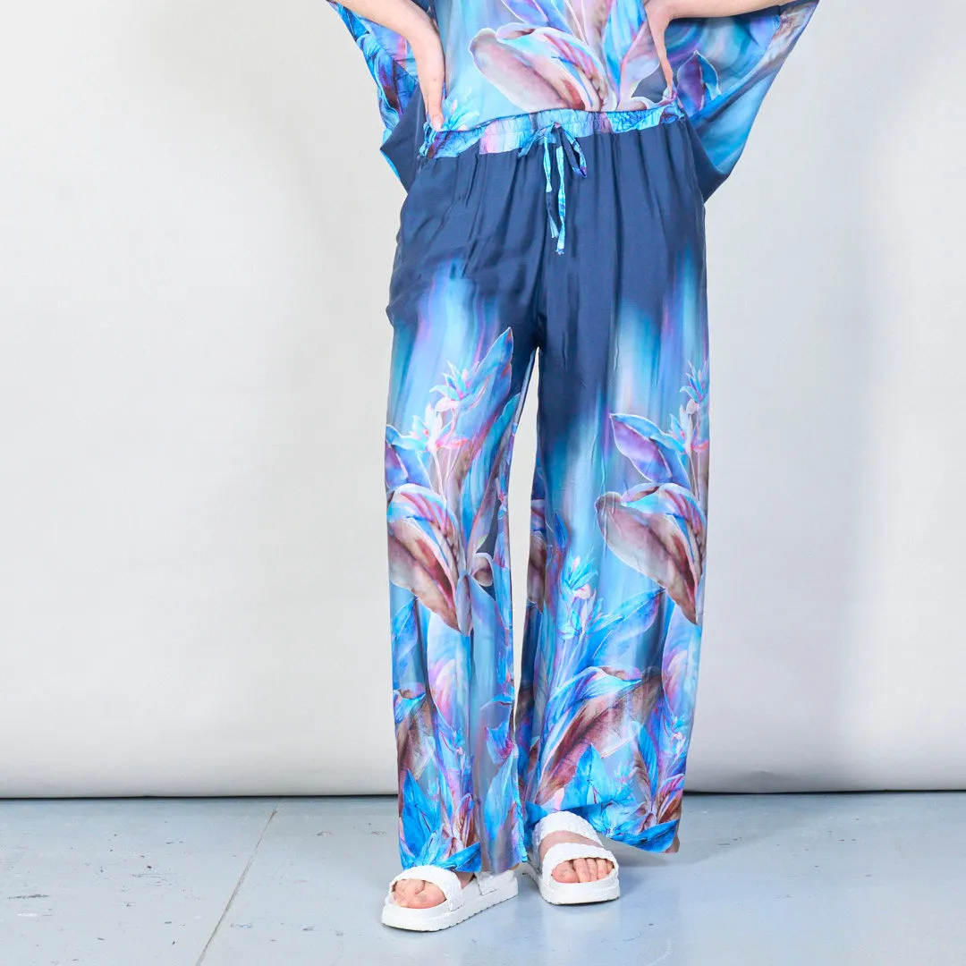 Tropical paradise gradient wide-leg trousers wholesale