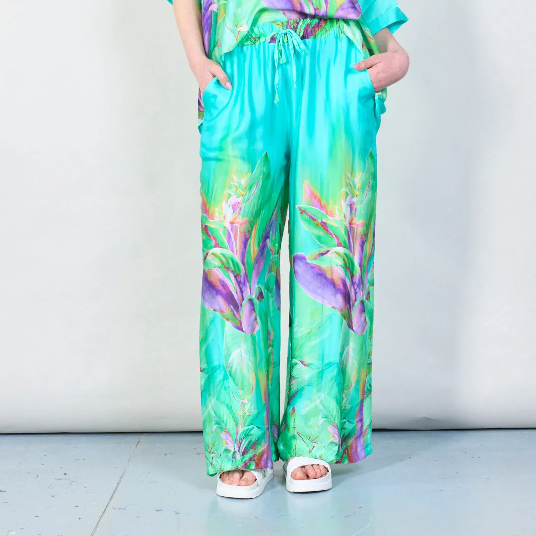 Tropical paradise gradient wide-leg trousers wholesale