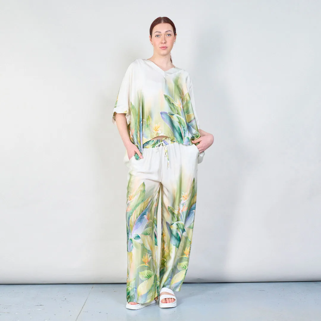 Tropical paradise gradient wide-leg trousers wholesale