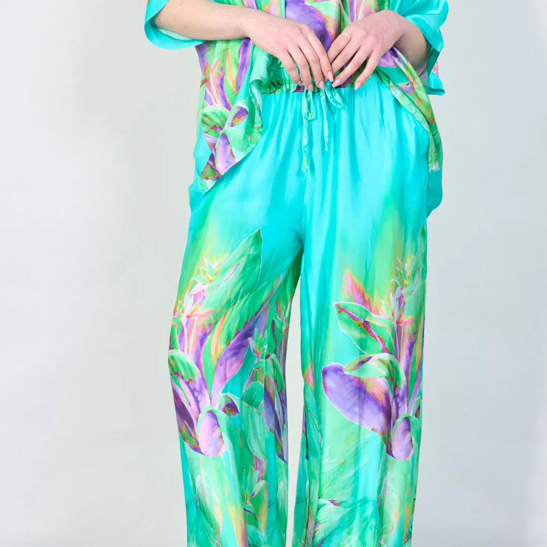Tropical paradise gradient wide-leg trousers wholesale