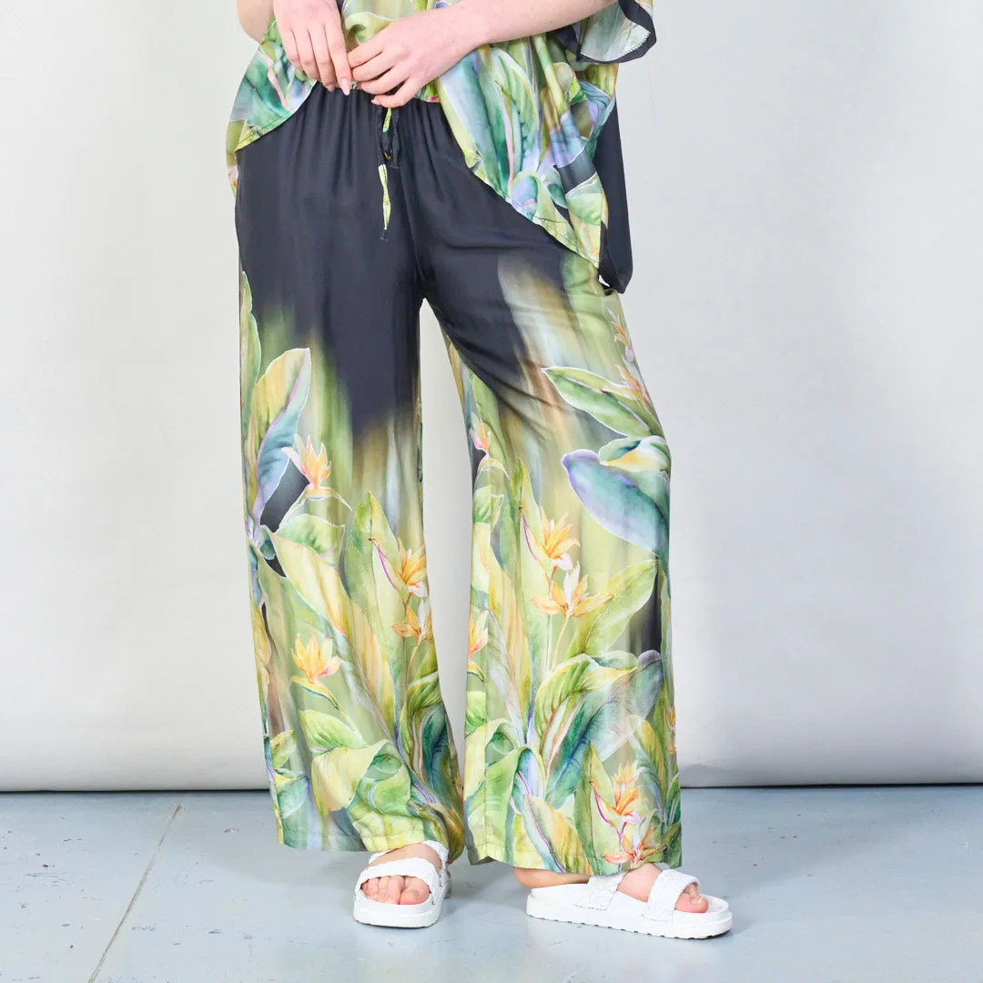Tropical paradise gradient wide-leg trousers wholesale