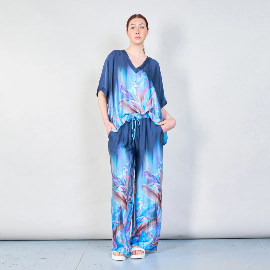 Tropical paradise gradient wide-leg trousers wholesale