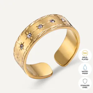 Vibes | Starry Night Open Ring | 18K Gold-Plated