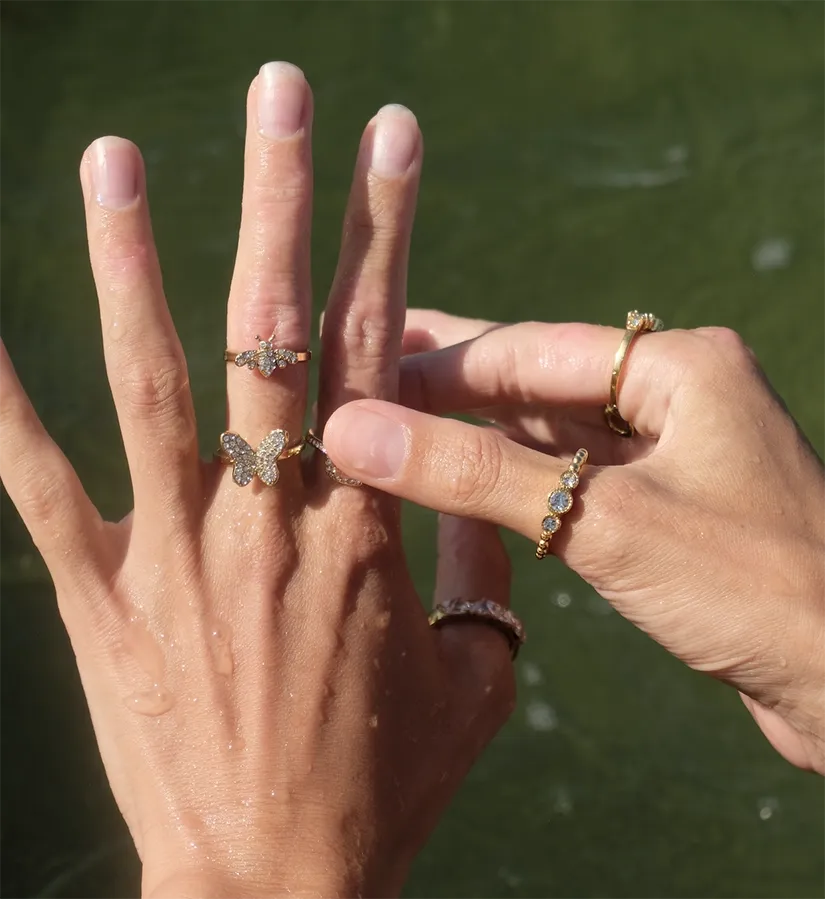Vibes | Trillium Shimmer Open Ring | 18K Gold-Plated