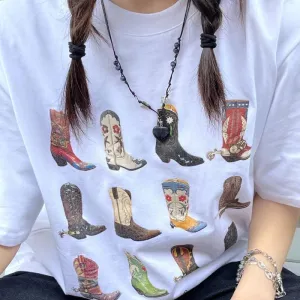 Vintage Cowgirl Graphic Tee: Retro Western Boho Style WomenTop
