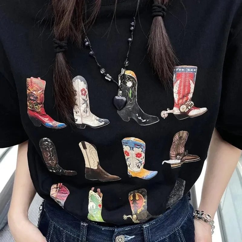 Vintage Cowgirl Graphic Tee: Retro Western Boho Style WomenTop