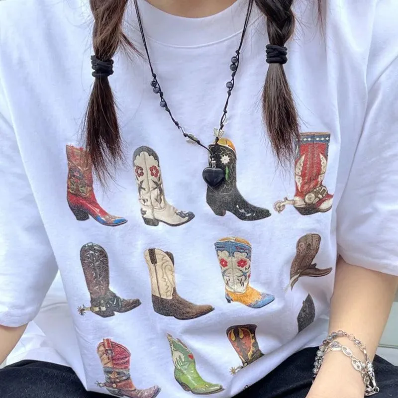 Vintage Cowgirl Graphic Tee: Retro Western Boho Style WomenTop
