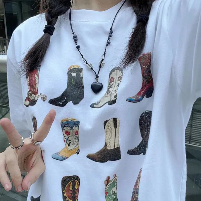 Vintage Cowgirl Graphic Tee: Retro Western Boho Style WomenTop