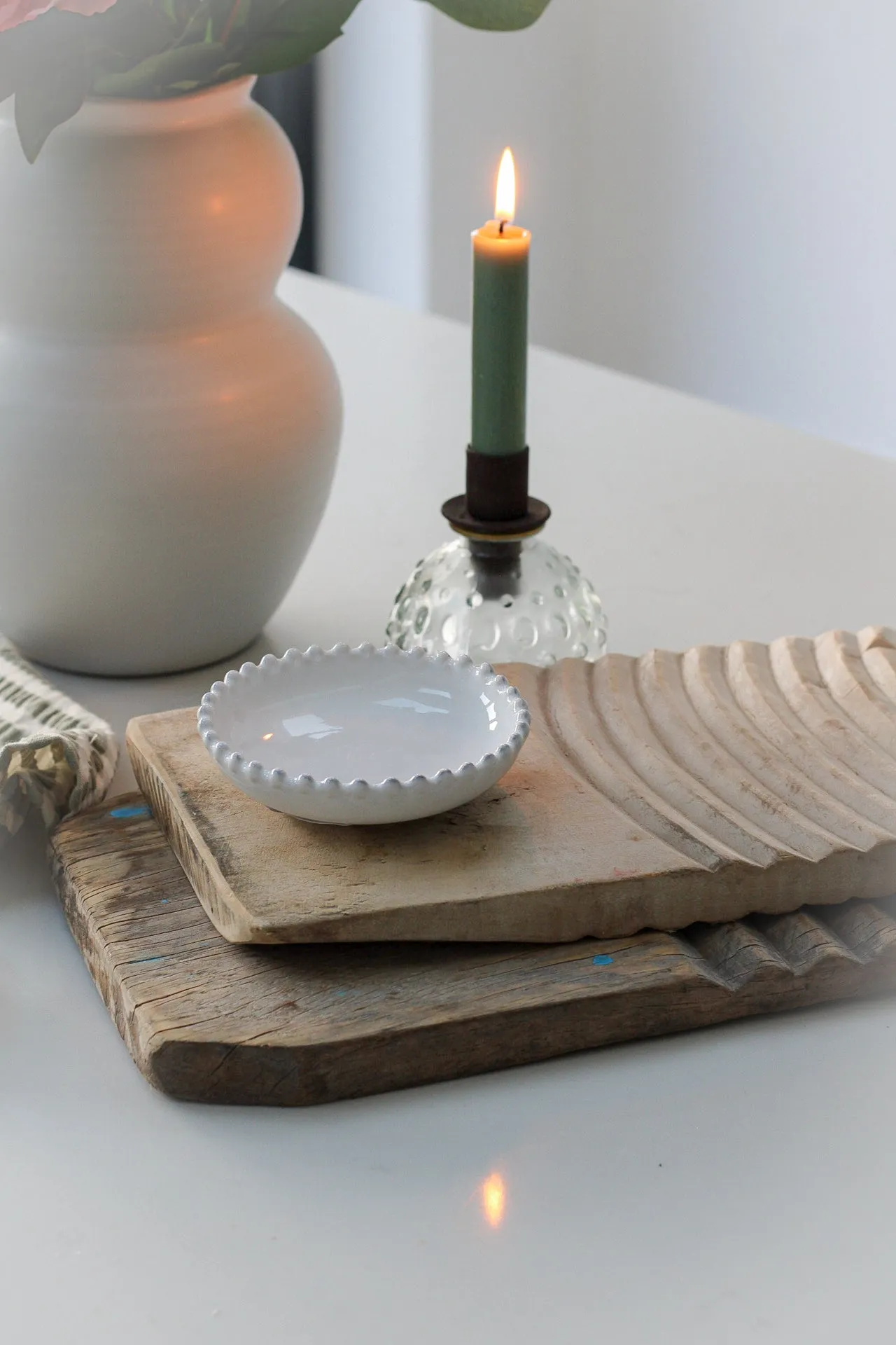 White Mini Pearl Ceramic Dish