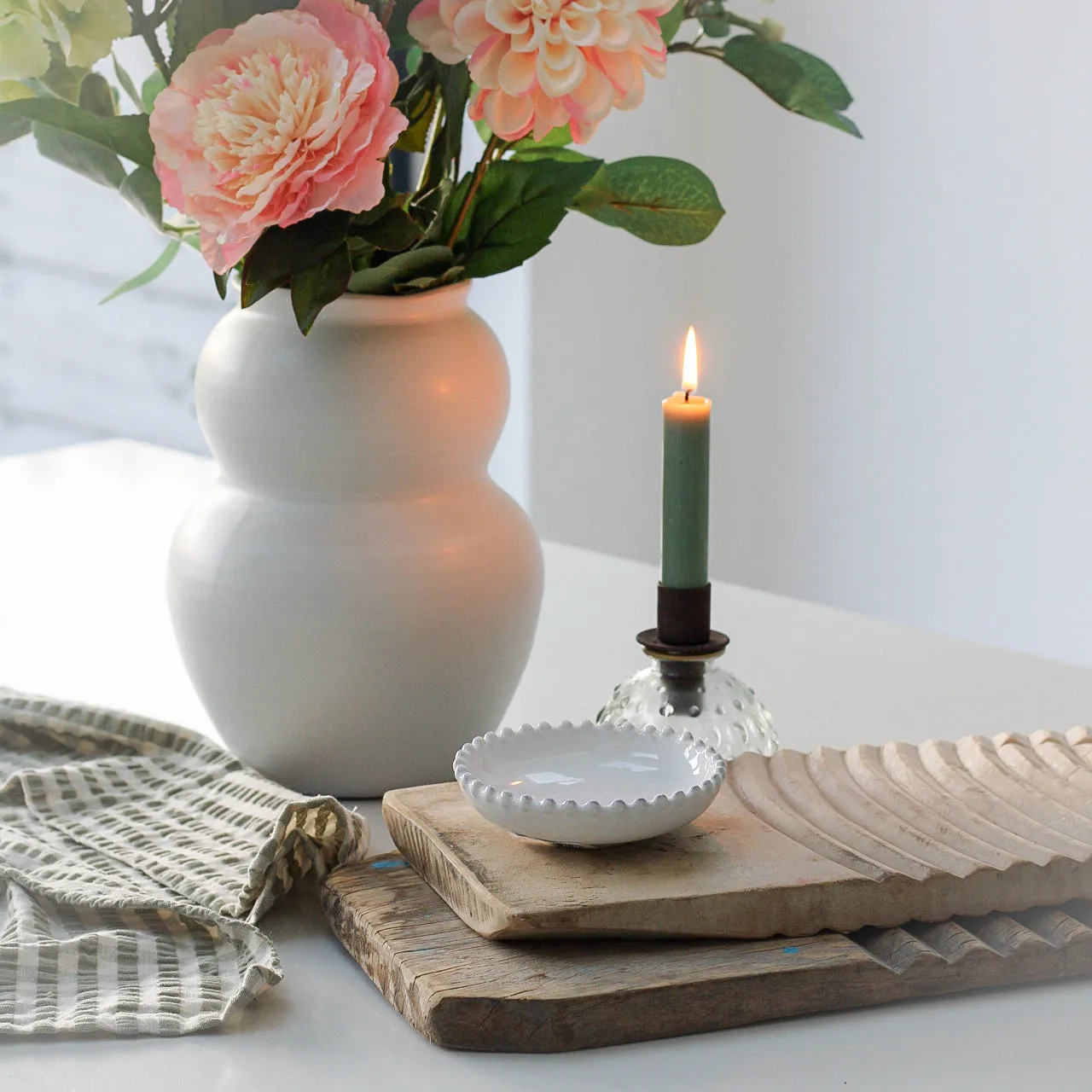 White Mini Pearl Ceramic Dish